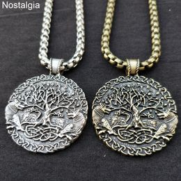 Nostalgia Tree Of Life Necklace Wolf Pendant Amulet Viking Jewellery WICCA Pagan Talisman 2 Wolves Accessories Dropshipping