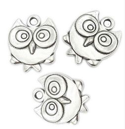 100Pcs alloy Owl Charms Antique silver Charms Pendant For necklace Jewellery Making findings 17x15mm