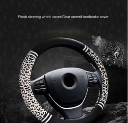 Leopard PU Leather Universal Car Steering-wheel Cover 38CM Car-styling Sport Auto Steering Wheel Covers Anti-Slip Automotive