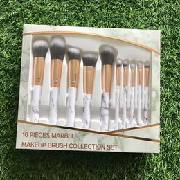 10pcs Marble Makeup Brushes Set Cosmetics Make Up Brush Tool Kit With Retail Box Packing in 3 Colours Pink Grey Black