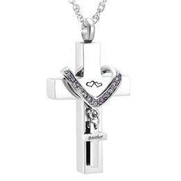 Memorial Jewellery Stainless Steel Cross for brother Memorial Cremation Ashes Urn Pendant Necklace Keepsake Urn Jewellery