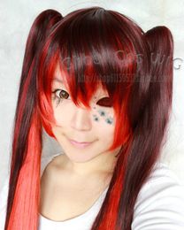 Vocaloid Bacterial Contamination Gradient Colour Cosplay Wig+2 clip Ponytail