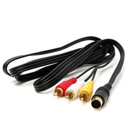 1.8m 6FT Gold Plated AV RCA Video Audio A/V Composite Cable Cord Lead for Sega Saturn DHL FEDEX EMS FREE SHIP