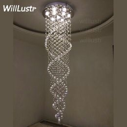 lampadari di cristallo lampada a sospensione lampada a sospensione in cristallo a spirale K9 lampadario di cristallo lampada a LED illuminazione a sospensione hall dell'hotel lounge con04