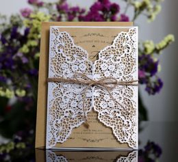 Laser Cut Wedding Invitations OEM in 41 Colours Customised Hollow With Flowers Folded Personalised Wedding Invitation Cards BW-HK54A