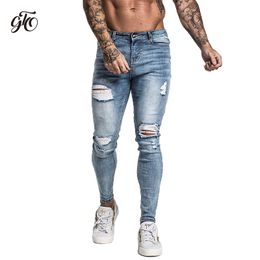 Gingtto Skinny Jeans For Men Faded Blue Ripped Distressed Stretch Hip Hop Slim Fit Pants Super Spray On Repaired Plus Size Zm45