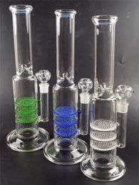 Classical Glass Bong Hookahs With 3 layer Small hole mesh bucket oil rig bongs 14.5 inch water pipes colorful bubbler