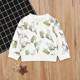 Hot 2018 Baby Clothing Cotton Long Sleeve Unicorn Hoodies Tops Toddler Kids Baby Girls Clothing Spring Autumn Sweatshirt Children Clothes