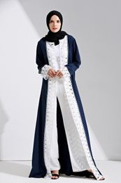 Elegant Muslim Abaya Dress Lace Cardigan Long Robes Kimono Jubah Ramadan Arabic Dubai Turkish Thobe Islamic Prayer Clothing