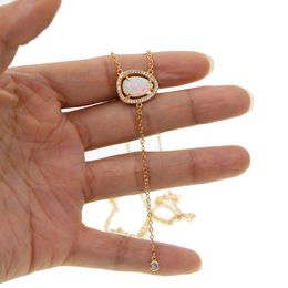 long lariat necklace UK - 2018 latest design gold plated necklace for women jewelry high quality cz opal stone european women long Y lariat necklace style3696586