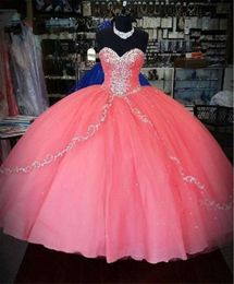 2017 Sexy Crystal Ball Gown Quinceanera Dress with Beading Sequin Tulle Lace Up Plus Size Sweet 16 Dress Vestido Debutante Gowns BQ106