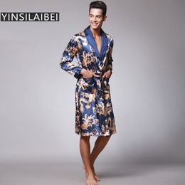 Dragão dos homens Sleepwear Robe Masculino Plus Size Homens Roupão De Banho Faux Cetim De Seda Camisola Kimono Homme Casa Desgaste para Homens SY109 # 10