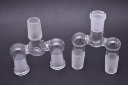 wholesale Drop Down dropdown Double adapter Glass 14mm Male to Twin 14 Female 18mm Male to Twin 18 Female for Glass Bong