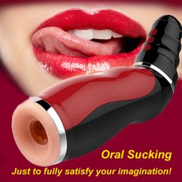 Real Oral Sucks Male Masturbator Deep Throat Clip Suction Sex Machine Induced Vibration Sex Moan Intimate Goods Sex Toys for Men S18101609