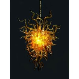 Golden Small Size Glass Chandelier Lamp for Villa Home Stair Decoration Crystal Murano Ceiling Luminaire