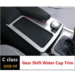 Centre Console Gear Shift Water Cup Panel decoration cover trim Stainless steel for Mercedes Benz C class W204 2008-14