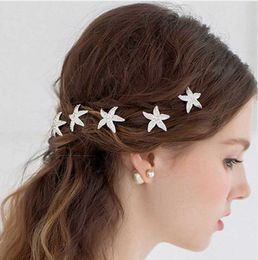 FAMSHIN 1Pc U-type clip pin hair ornaments crystal starfish bride girl pin hair comb wholesale