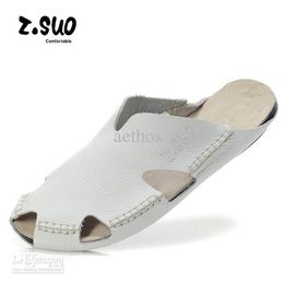 Men's cow leather Bag toe sandals,outdoor wading sandals,summer beach slipper,White,39-45