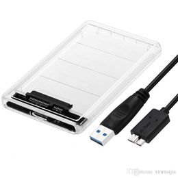 Disco rígido USB 3.0 SATA Externo 2,5 polegadas HDD SSD Caixa de gabinete transparente Tampa de caixa transparente