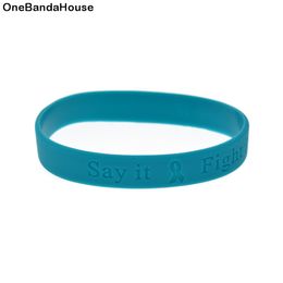 1PC Cancer Awareness Silicone Rubber Arm Band Adult Size Debossed Logo Slogan Say It Fight It Cure It