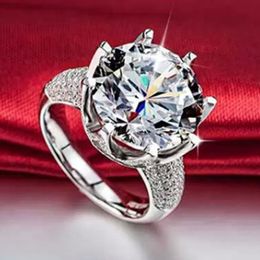 CZ Zircon Ring Sparkling Luxury Ring Silver Wedding Rings