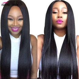 straight hair extensions for black women Australia - Ishow 8A Brazilian Straight 3PCS Virgin Hair Weave Bundles For Women Girls All Ages Natural Black Color Peruvian Malaysian Human Hair Extensions