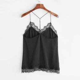 2018 Women Casual Sleeveless Lace Crop Top Vest Tank Shirt Top Women's lace camisole tops