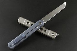 Schlussverkauf! High End EDC Taschen-faltendes Messer D2 Satin Tanto Blatt TC4 Titanlegierung Griff Kugellager Tactical Klappmesser