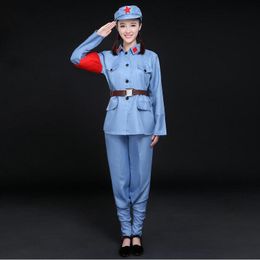 Military Women Uniforms New Eighth Route Army Stage Performance Red Army wear female Garment Red Guards Anti-war Clothing Chinese opera