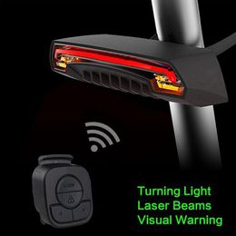 3 Mode Smart Bicycle Light Bike rear tail Led Light Wireless Control Laser Beam Chargeable Cycling Light