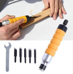 1set Wood Chisel Carving Tool Set Chuck Attachment For Electric Drill Flexible Shaft Furniture Woodworking Root Carving Knife grinder