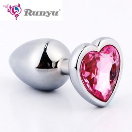 Small/Large Metal Anal Plug With Crystal Jewellery Anal Beads Smooth Touch Rhinestone Butt Plug No Vibration Sex Toy For Women Men S924