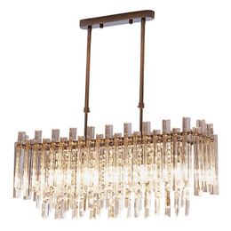 Modern Rectangle crystal chandelier Glass tube led pendant Lighting Fixtures for Living Room Bedroom Decor L70*W23*H90cm