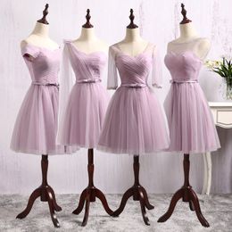 4 Style Bridesmaid Dresses Knee Length Wedding Party Dress Cheap Pleats Tulle Short prom dress cheap