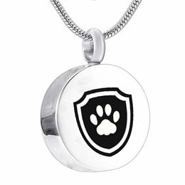 Cremation Jewelry round shield paw print Heart My Friend Pendant Memorial Urn Necklace