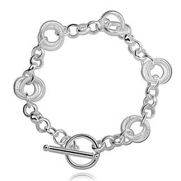 Rolo chain popular hand chain sterling silver plated bracelet ; Brand new fashion men and women 925 silver bracelet SPB352