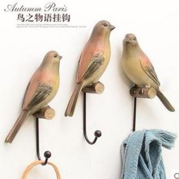 Europe Creative resin cute birds Wall hook figurines home decor crafts room decoration objects resin animal Coat racks statue
