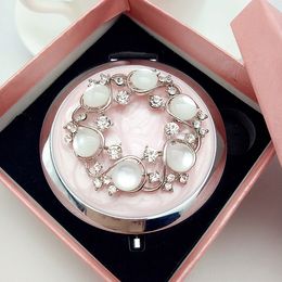 bridesmaid mirror Australia - Elegant Pink Compact Mirror Bridesmaid gifts Bachelorette Hen Party gift wholesales 4 pcs lot free shipping