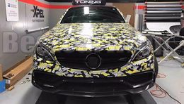 Yellow Jumbo Camo VINYL Wrap Full Car Wrap Camouflage graphic sign Stickers with air free / size For BMW / HONDA etc. 1.52 x 30m/Roll 5x98ft
