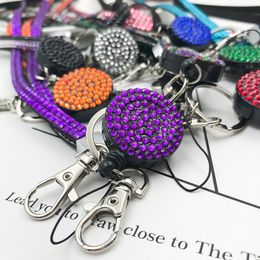 Neck Bling Crystal Rhinestone Lanyard Retractable Strap For Phone ID Badge Reel Phone Key Holder Jewellery Findings Necklace