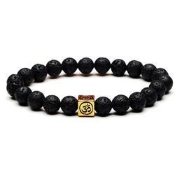 8mm Natural Stone Lava Rock Bracelet Cube Zinc Alloy Silver Gold Colour Aromatherapy Essential Oil Diffuser Bracelet