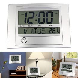 Orologio da parete digitale LCD con termometro Temperatura elettronica Temperatura Calendario Scrittorio Indoor Digital Orologio da parete Digital Home Decor