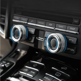 Car Styling Sticker Chrome Inner Car Air Conditioning Knobs Audio Decorative Circle Rings Cover Trim For Porsche Macan Cayenne Pan303r