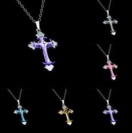 Brand new Christian Plating Drops Cross Pendant Necklace Short section WFN020 (with chain) mix order 20 pieces a lot