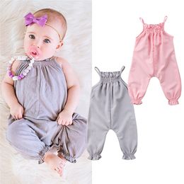 2018 Fashion Kids Clothing Baby Girl Clothes Strap Cotton Stretch Solid Romper Jumpsuit Harem Trousers Summer Infant Toddler Girls Clothing