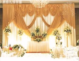 3M*6M Gold and White wedding backdrop stage curtain wedding supply stage decor