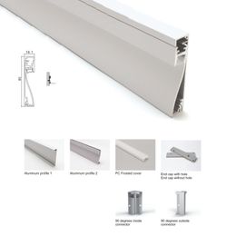 10 X 1M sets/lot New developed led strip Aluminium channel and recessed wall aluminium profile down light for base corner lights