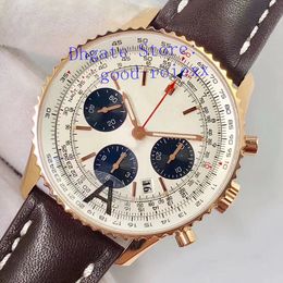 Luxury Chronograph Watches Mens Automatic 7750 Eta Watch Men Rose Gold 43mm Date Sport Valjoux JF Leather Sapphire V2 Factory Wristwatches