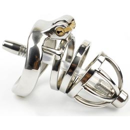 304 Stainless Steel Chastity Belt Penis Cage Cock Ring Sleeve Male Chastity Device With Urethral Catheter BDSM Sex Toys For Men Y1892804