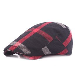 Unisex Coloured Plaid Cotton Newsboy Caps Hats Flat Ivy Gatsby Cap Men Women Retro Berets Driving Casquette